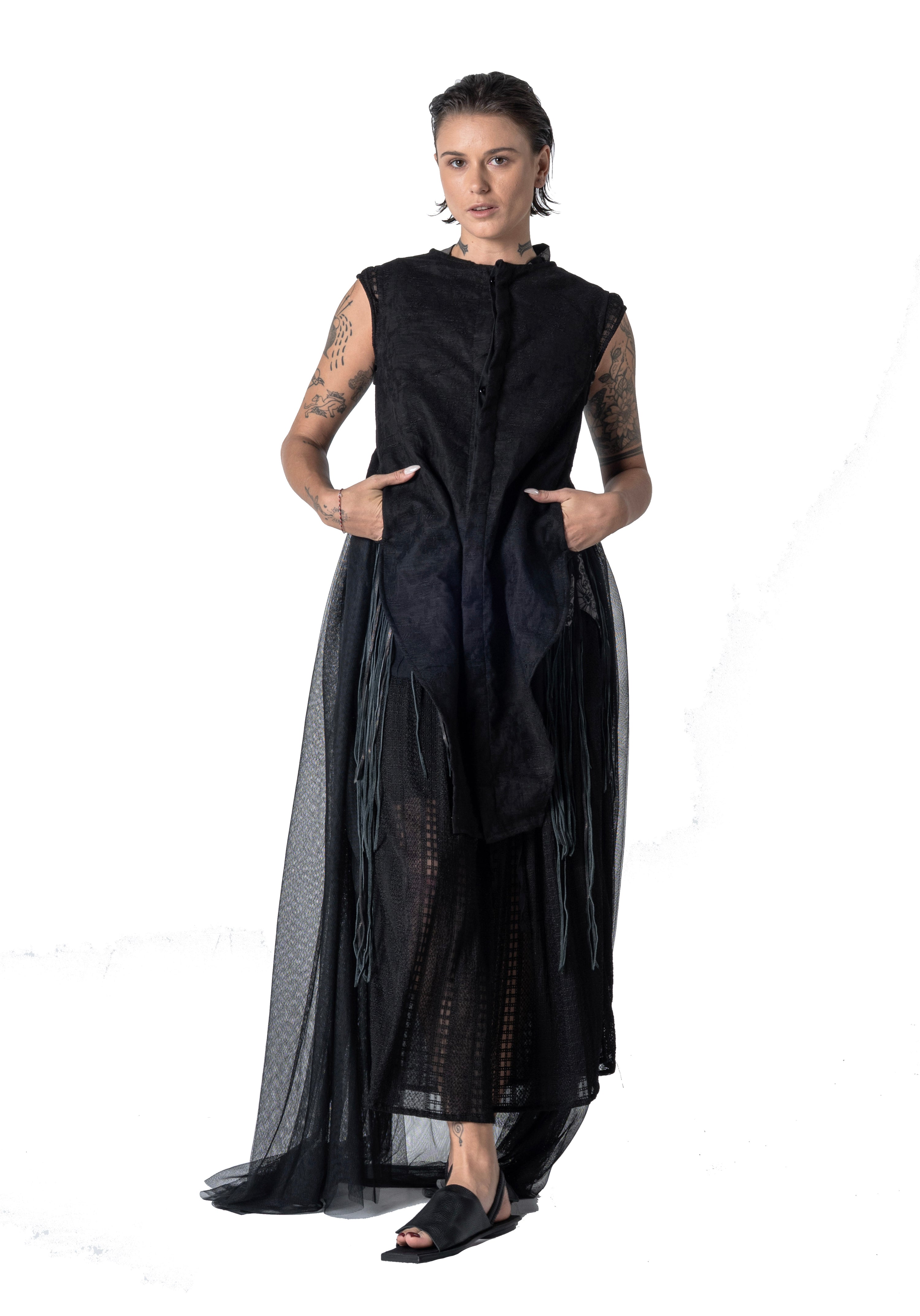 Cut Out Tulle Vest