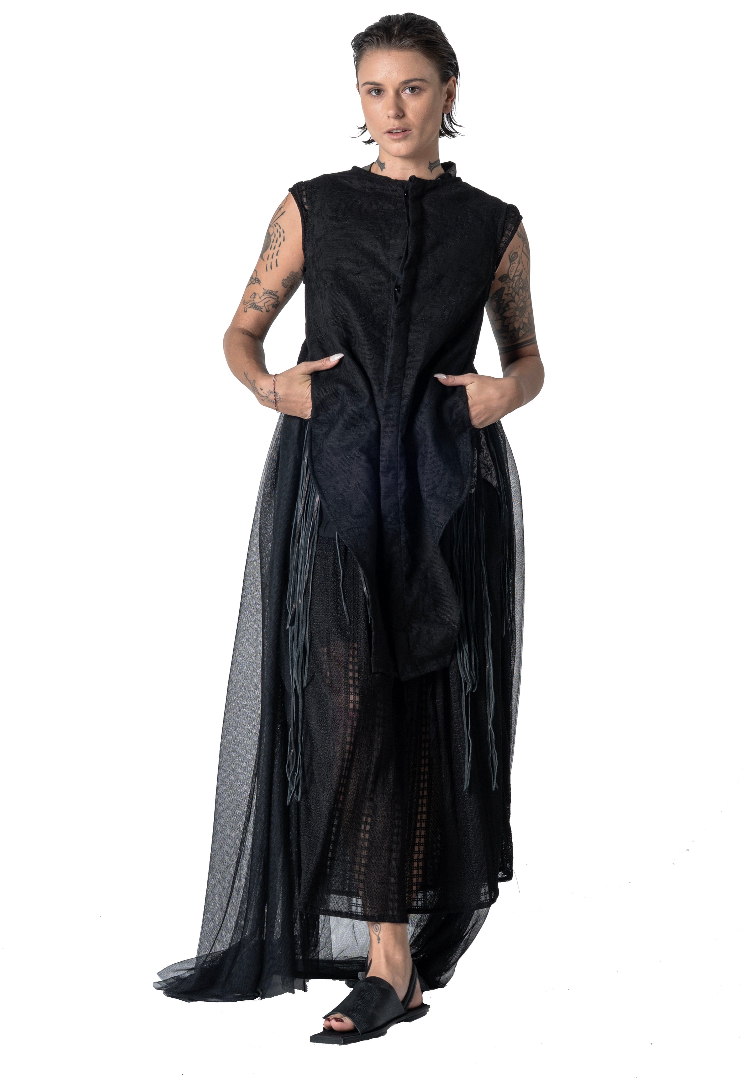 Cut Out Tulle Vest